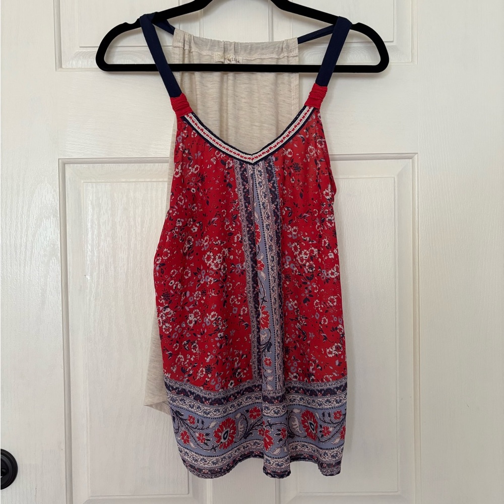 Rewind Red and Blue Floral Tank Top